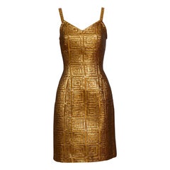 Givenchy Vintage 1990s gold bronze logo dress