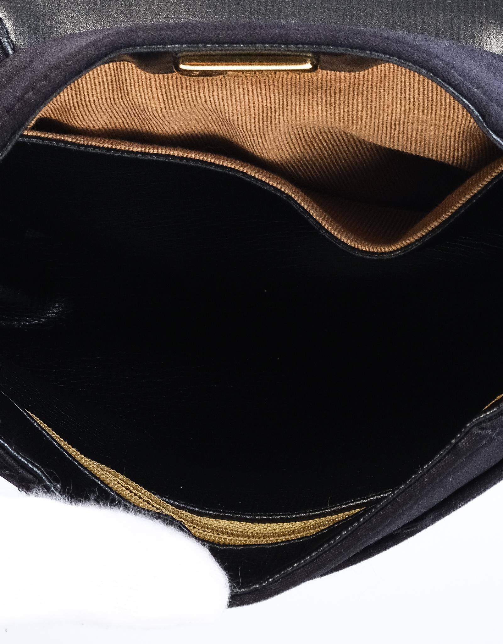 Givenchy - Sac à rabat vintage en satin noir avec broderie Pour femmes en vente