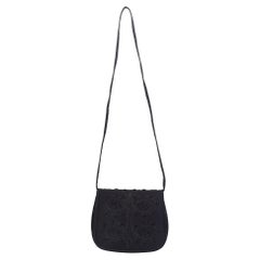 Givenchy Vintage Black Satin Embroidery Flap Bag