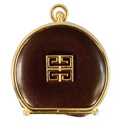 GIVENCHY Vintage Brown Gold Logo Leather Coin Purse