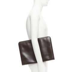 GIVENCHY Vintage brown smooth leather zip around oversized portfolio clutch