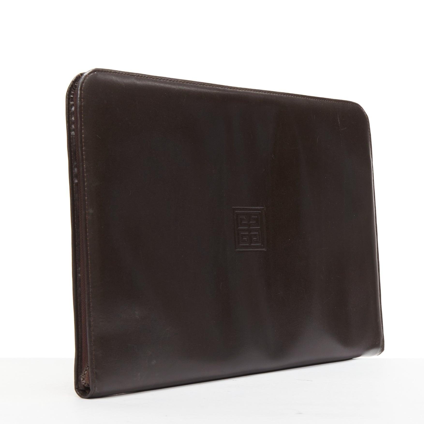 GIVENCHY Cartera sobredimensionada con cremallera en piel lisa marrón vintage Negro en venta