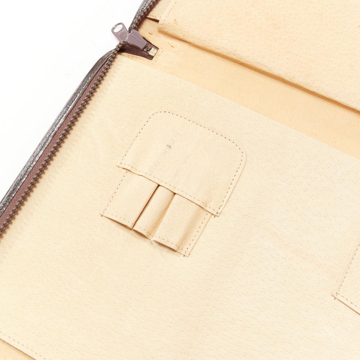 GIVENCHY Cartera sobredimensionada con cremallera en piel lisa marrón vintage en venta 4