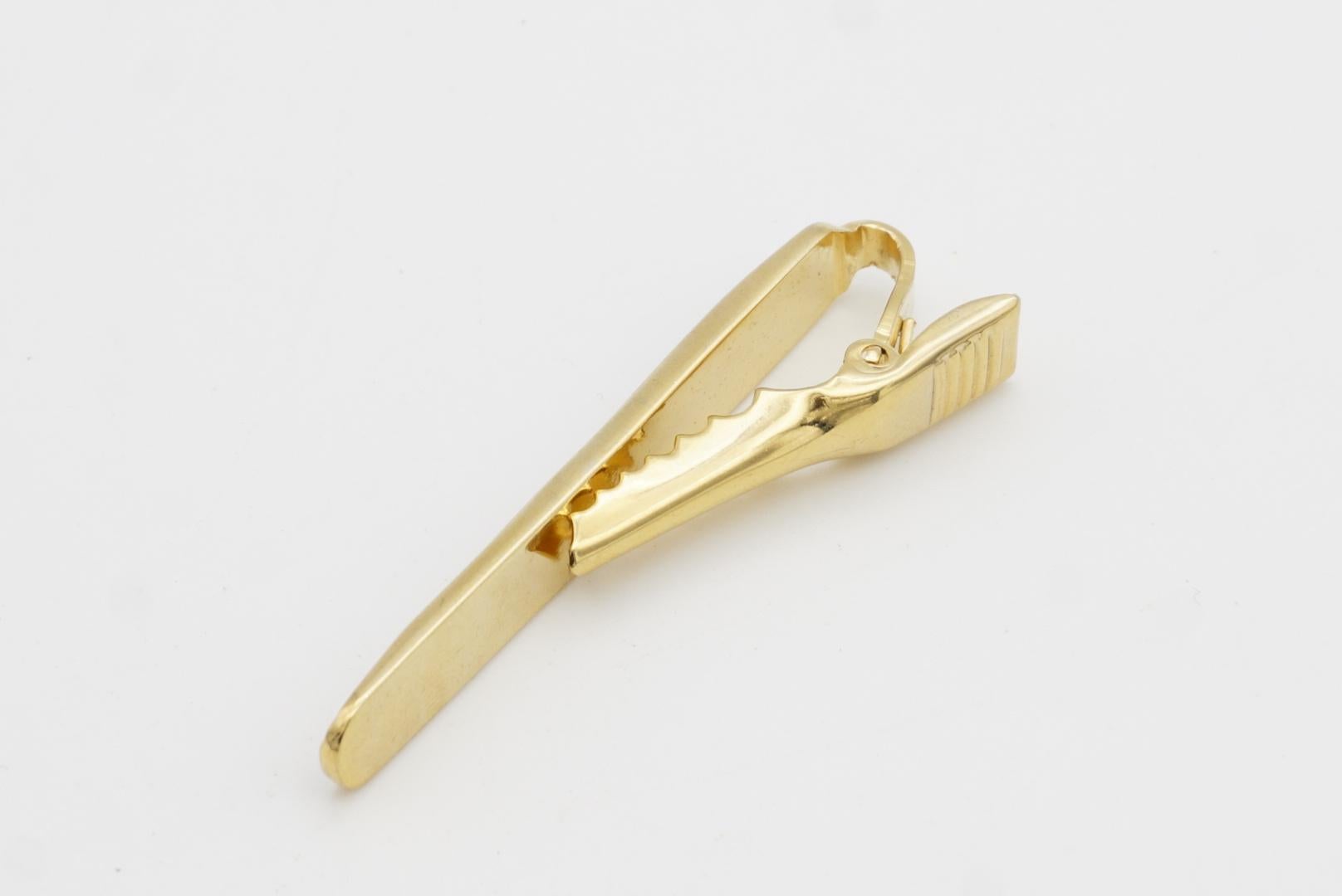 Givenchy Vintage Classic 4G Hallmark Logo Grey Silver Gold Tie Clip Pin Bar For Sale 4