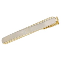 Givenchy Vintage Classic 4G Hallmark Logo Grey Silver Gold Tie Clip Pin Bar