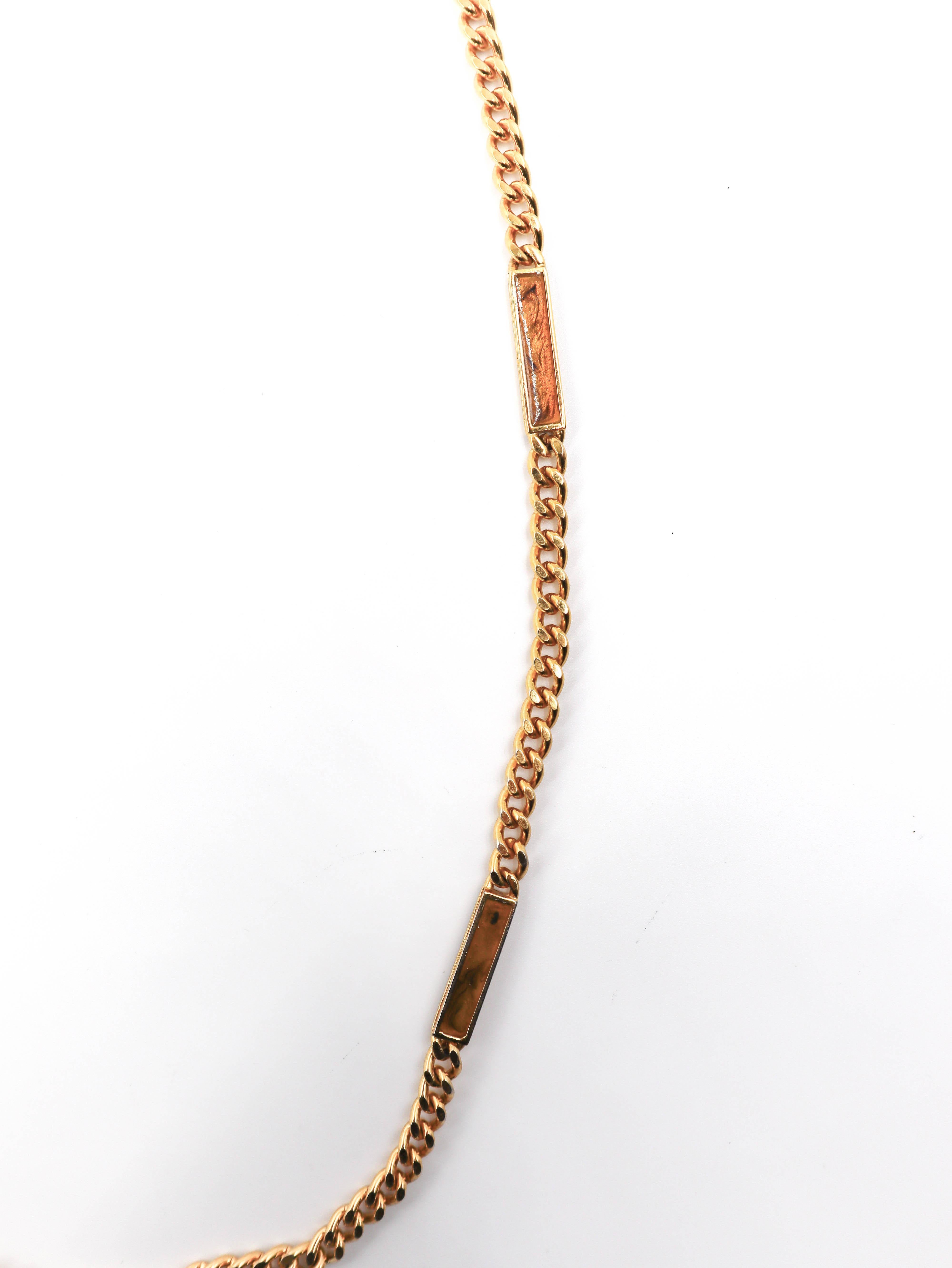Ball Cut Givenchy Vintage ENAMEL Gold Long CHAIN NECKLACE For Sale