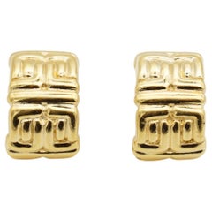 Givenchy Vintage Gold Rare Unisex 4G Monogram Semi Dome Hoop Pierced Earrings