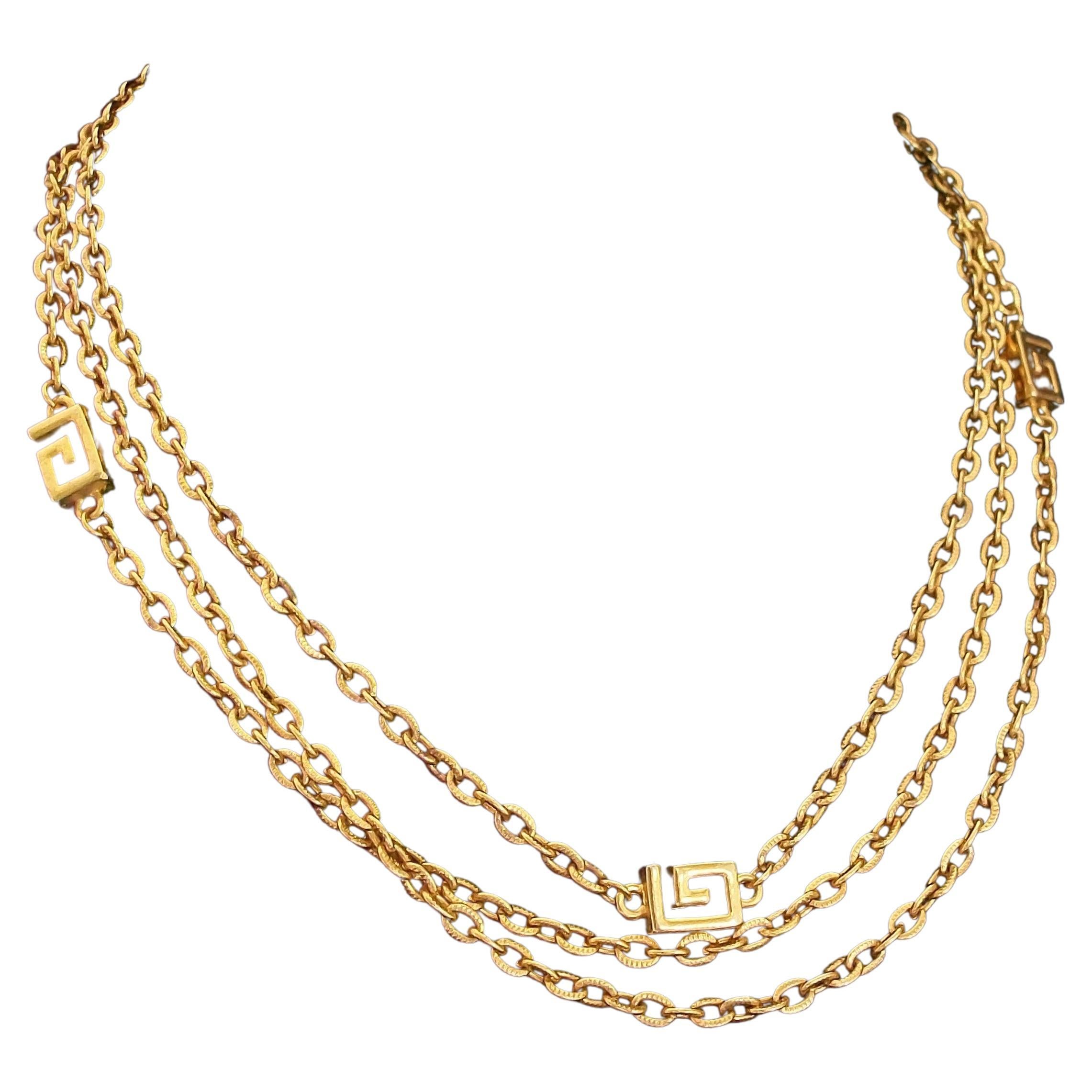 Givenchy, Vintage Gold Tone 4G Sautoir Necklace, France, C.1980's For Sale