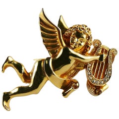 Givenchy Vintage Gold Toned Cherub Brooch