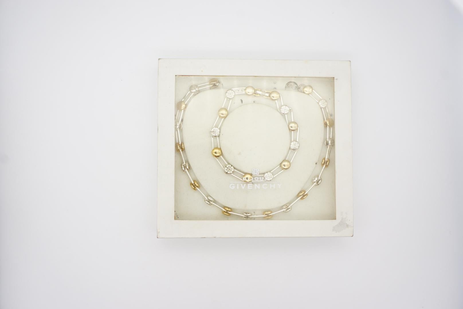 Givenchy Vintage Iconic 4G Logo Monogram Interlocked Linked 2 Set, Silver Gold en vente 5