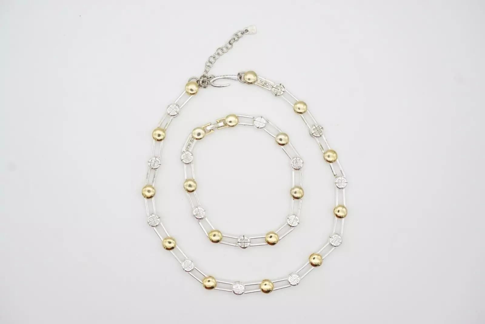 Givenchy Vintage Iconic 4G Logo Monogram Interlocked Linked 2 Set, Silver Gold en vente 6