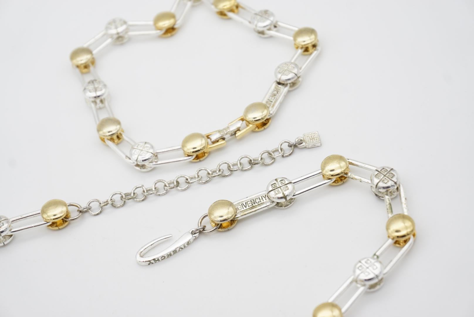Givenchy Vintage Iconic 4G Logo Monogram Interlocked Linked 2 Set, Silver Gold en vente 7