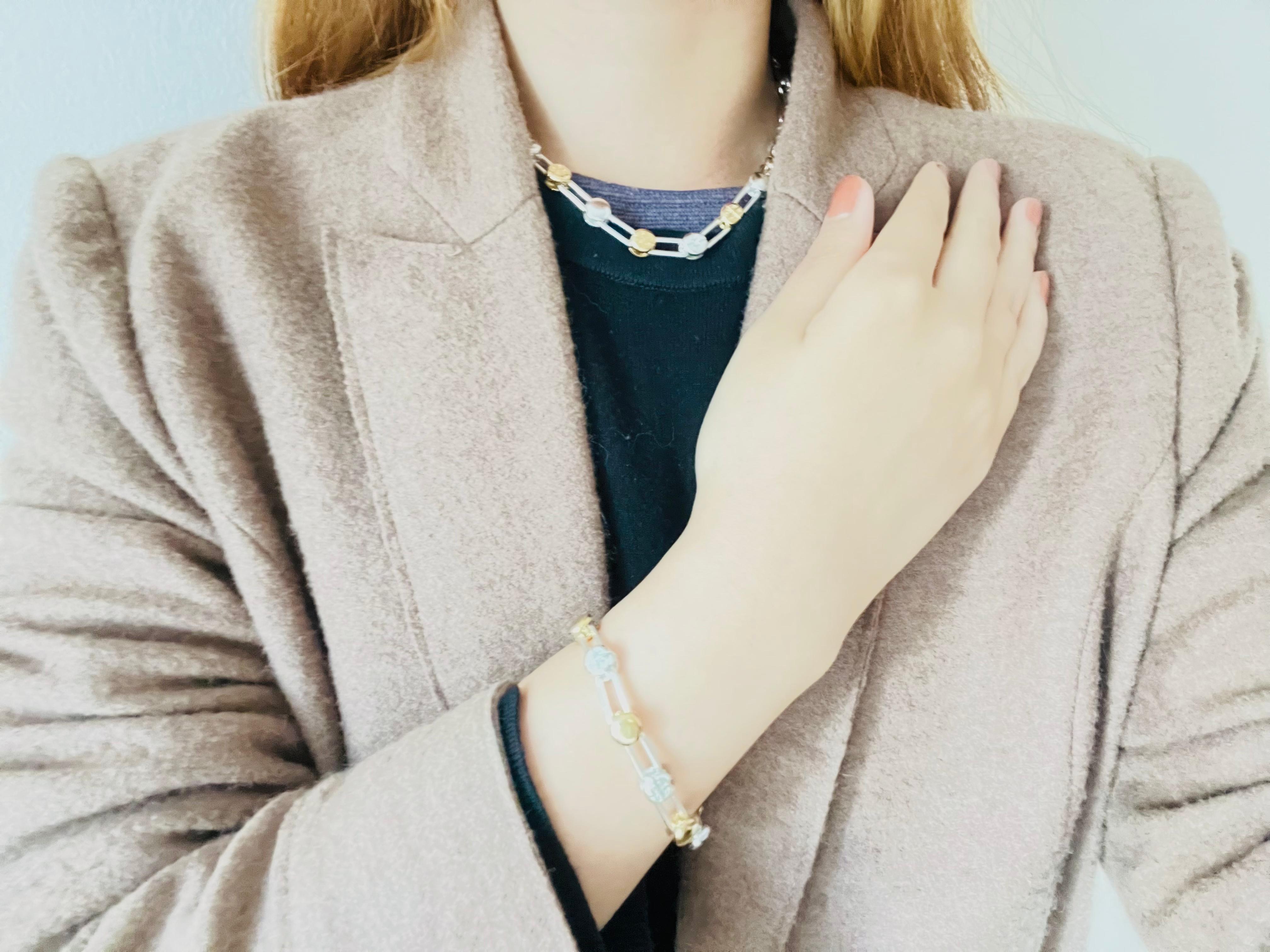 Givenchy Vintage Iconic 4G Logo Monogram Interlocked Linked 2 Set, Silver Gold Unisexe en vente