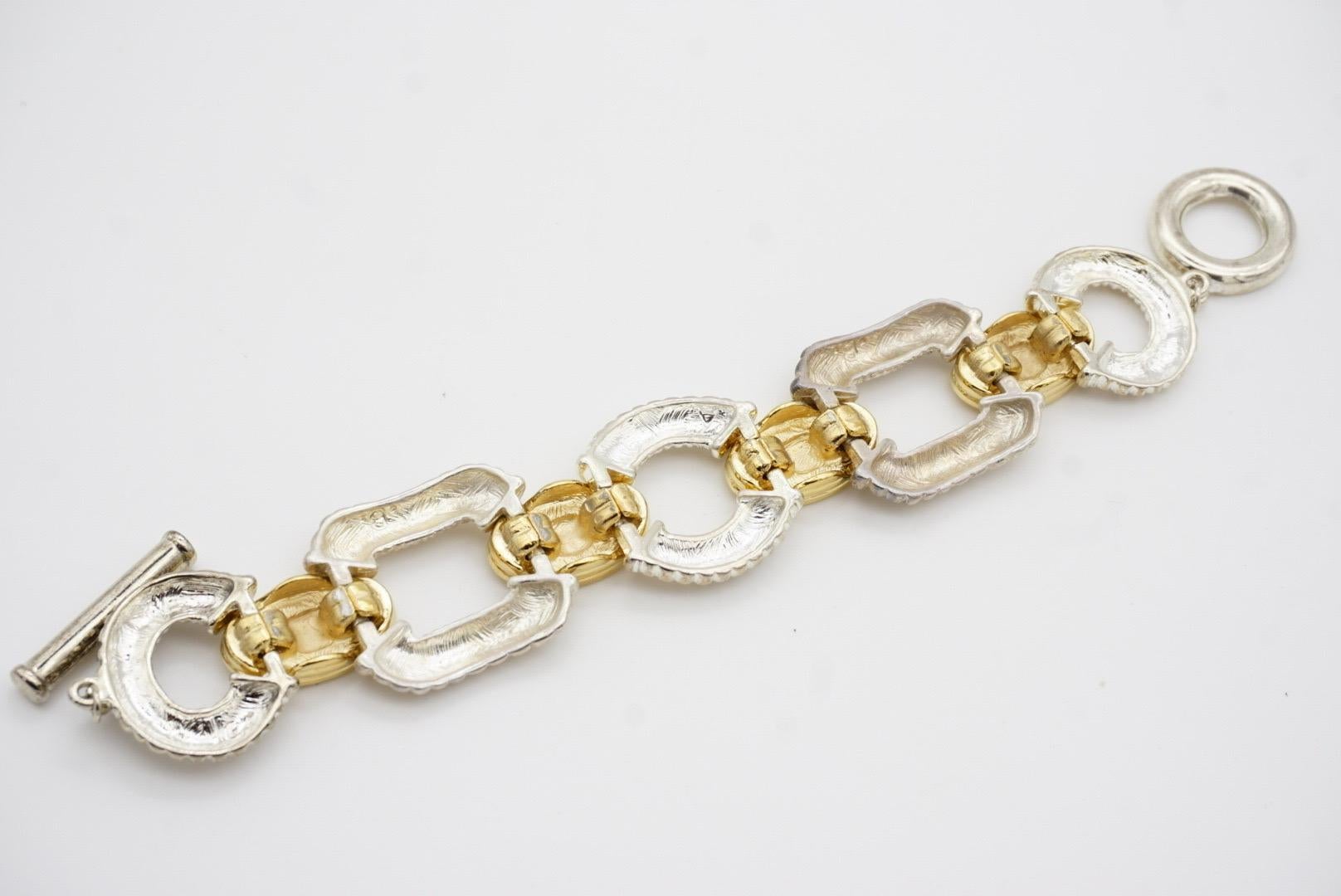 Givenchy Vintage Iconic Logo Monogram Silver Gold Interlocked Link Bracelet 8
