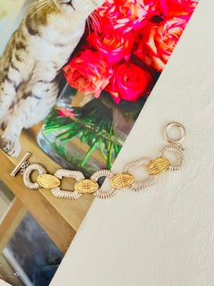Givenchy Vintage Iconic Logo Monogram Argento Oro Bracciale a Maglie