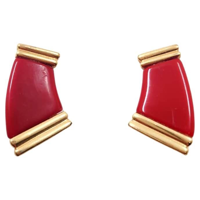 Givenchy Vintage Jumbo Oversized Pearl Gold Drop Clip On Earrings For Sale