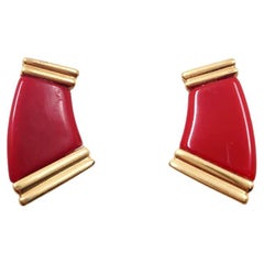 Givenchy Vintage Jumbo Oversized Pearl Gold Drop Clips Earrings