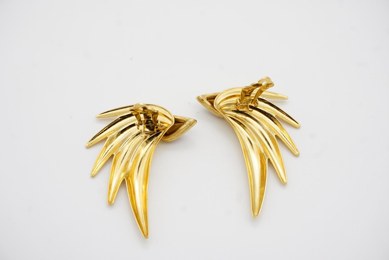 Givenchy Vintage Large Gripoix Amethyst Crystals Tear Drop Wing Leaf Earrings 8