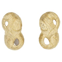 Givenchy Retro Large Logo Monogram Chunky Peanut Retro Gold Clip Earrings