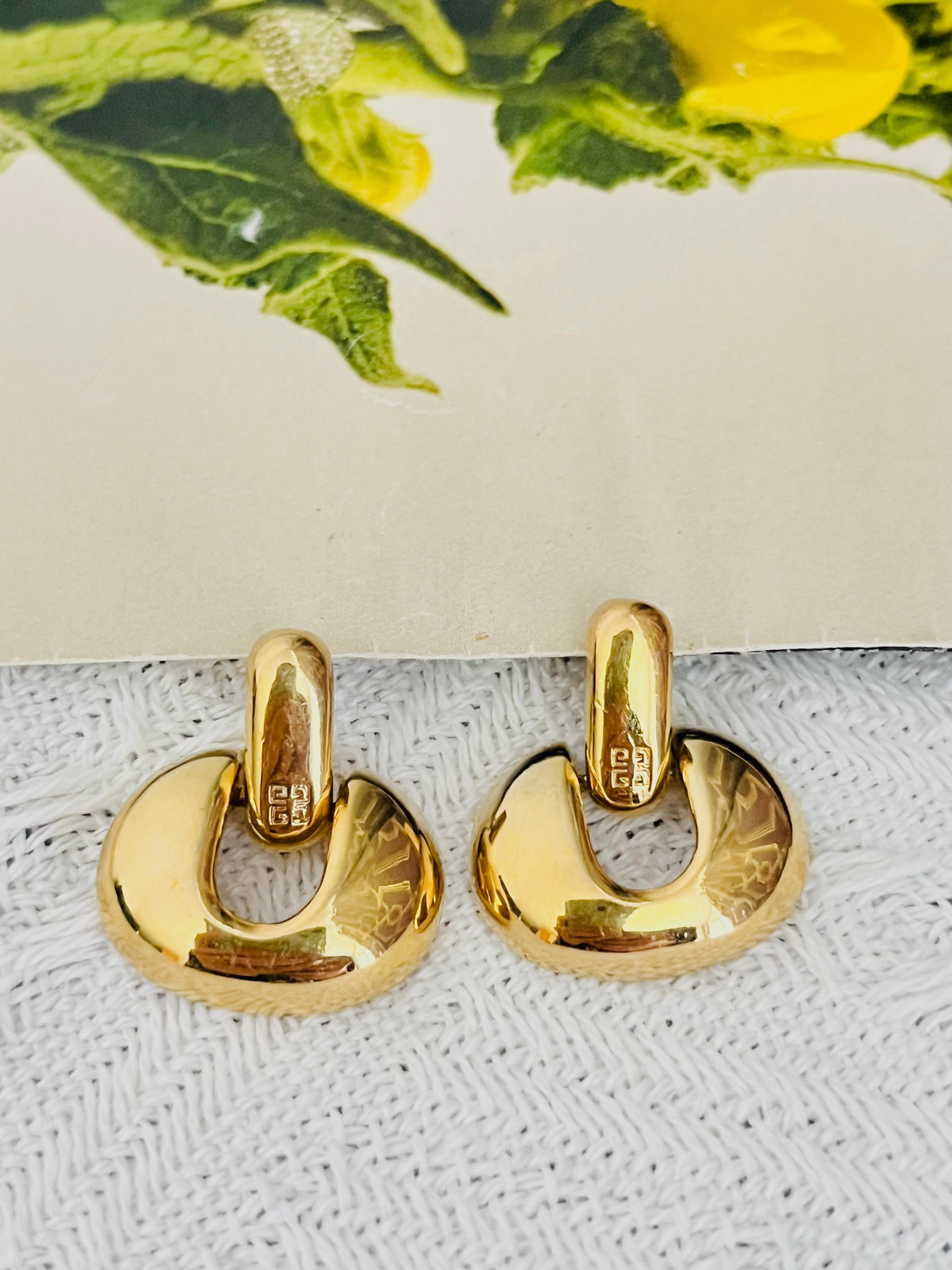 Givenchy Vintage Logo 4G Monogramm Oval Door Knocker Creolen Tropfen-Ohrringe mit durchbrochenem Logo im Zustand „Hervorragend“ im Angebot in Wokingham, England