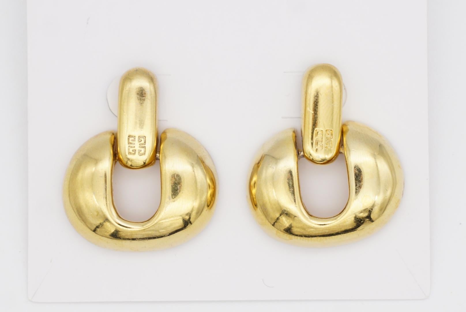 Givenchy Vintage Logo 4G Monogramm Oval Door Knocker Creolen Tropfen-Ohrringe mit durchbrochenem Logo im Angebot 2
