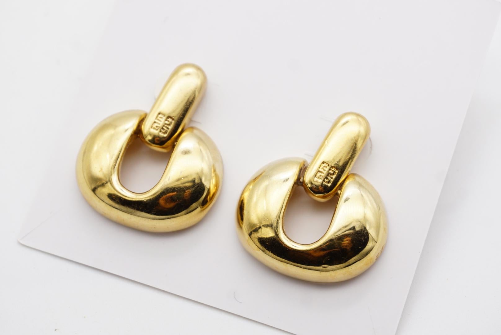 Givenchy Vintage Logo 4G Monogramm Oval Door Knocker Creolen Tropfen-Ohrringe mit durchbrochenem Logo im Angebot 3