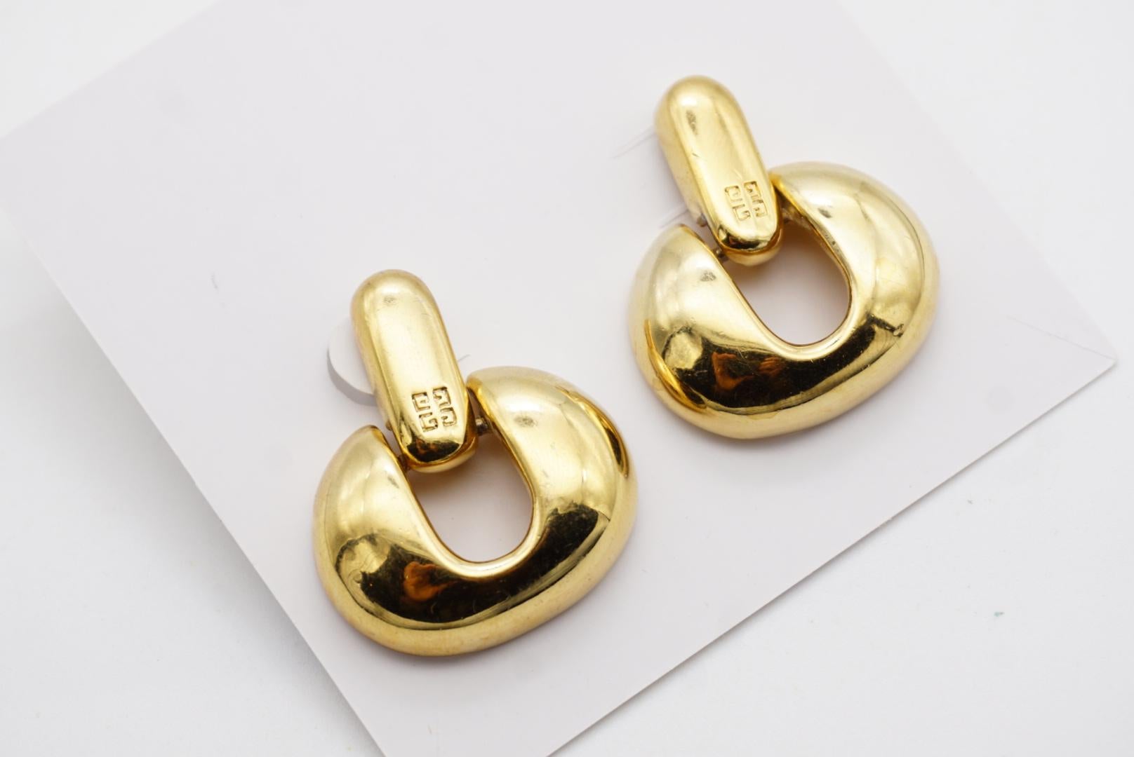 Givenchy Vintage Logo 4G Monogramm Oval Door Knocker Creolen Tropfen-Ohrringe mit durchbrochenem Logo im Angebot 4