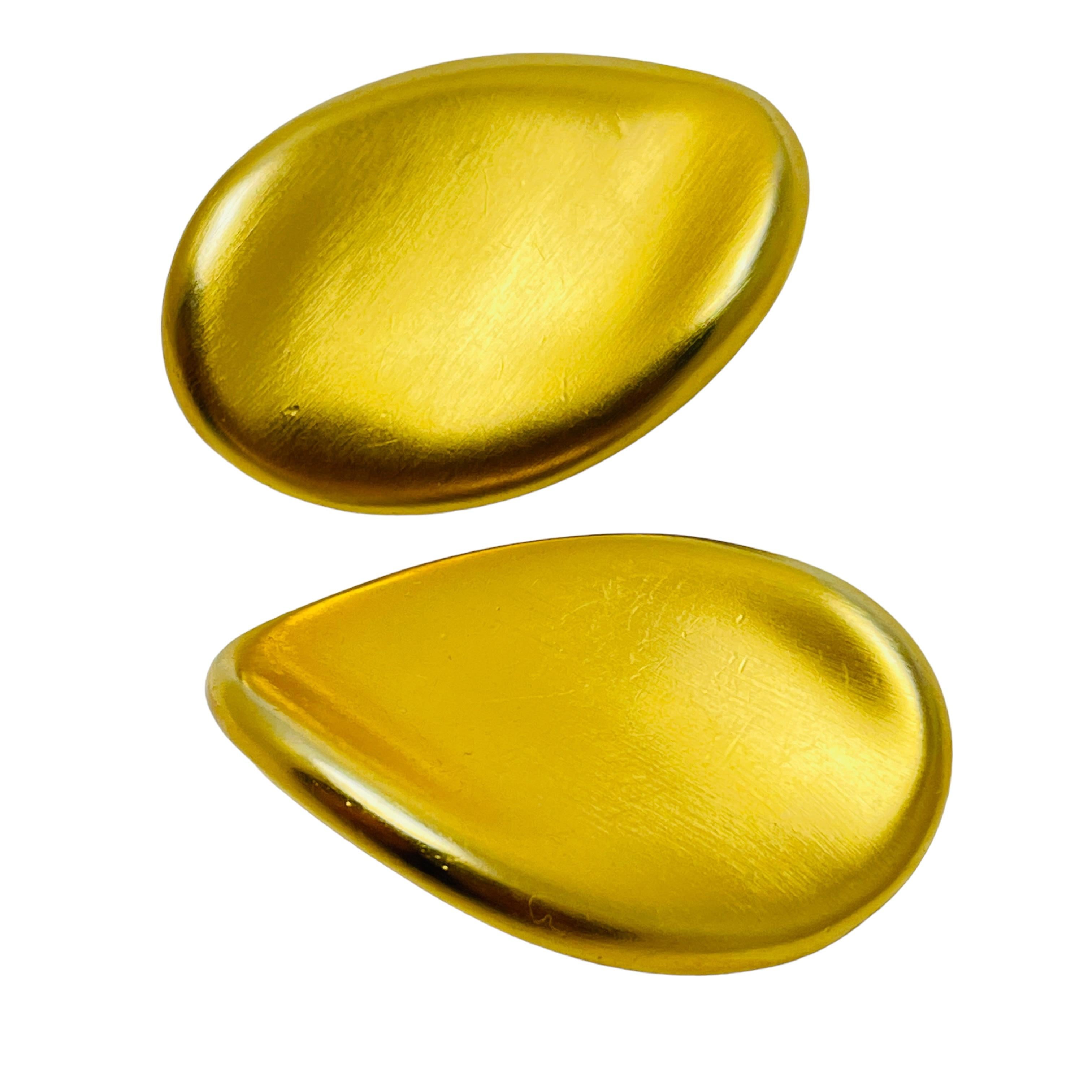Women's or Men's GIVENCHY vintage matte gold modernist designer runway earrings For Sale