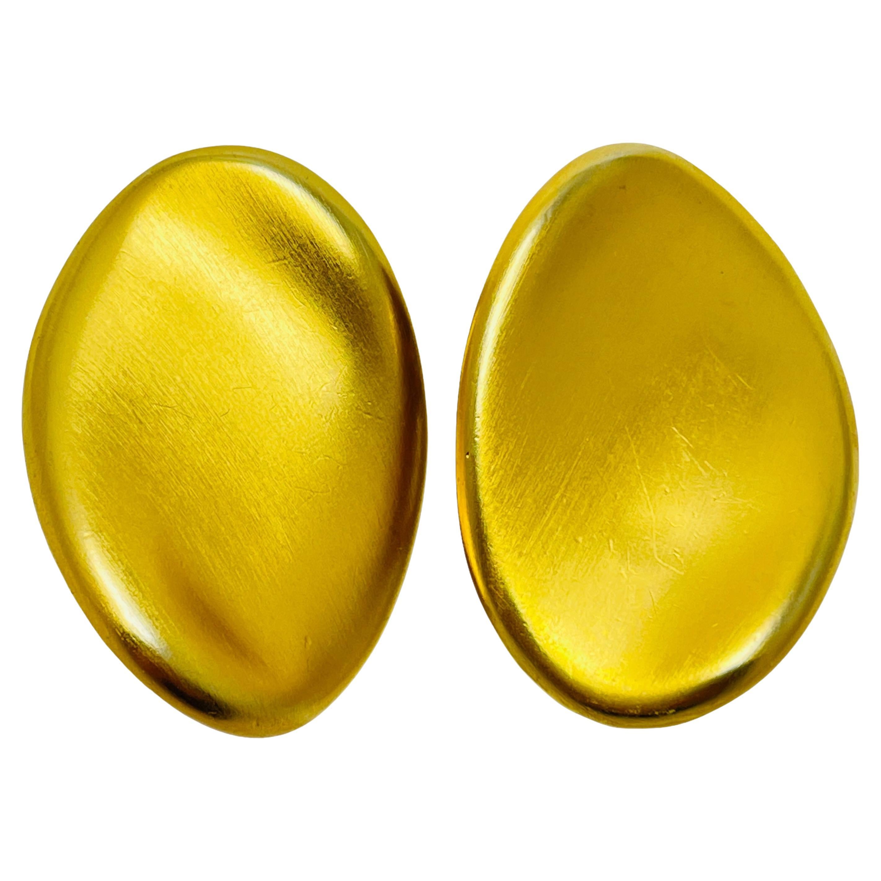 GIVENCHY vintage matte gold modernist designer runway earrings For Sale