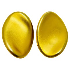 GIVENCHY Vintage Modernistische Designer-Laufsteg-Ohrringe aus mattem Gold