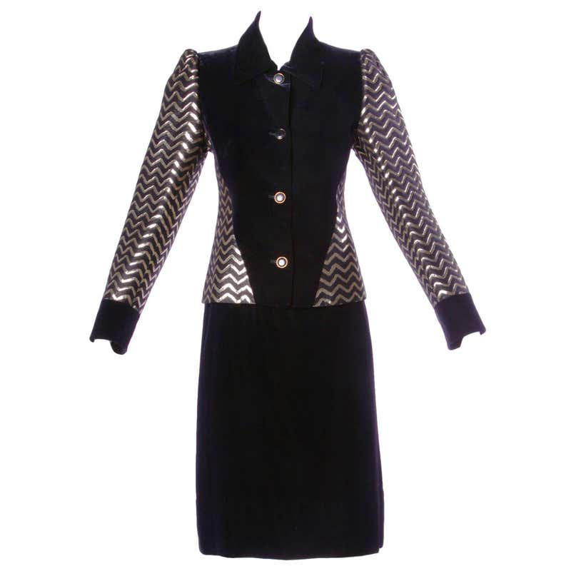 1940s Vintage Couture Silk and Wool Pin Striped Jacket + Skirt Suit ...