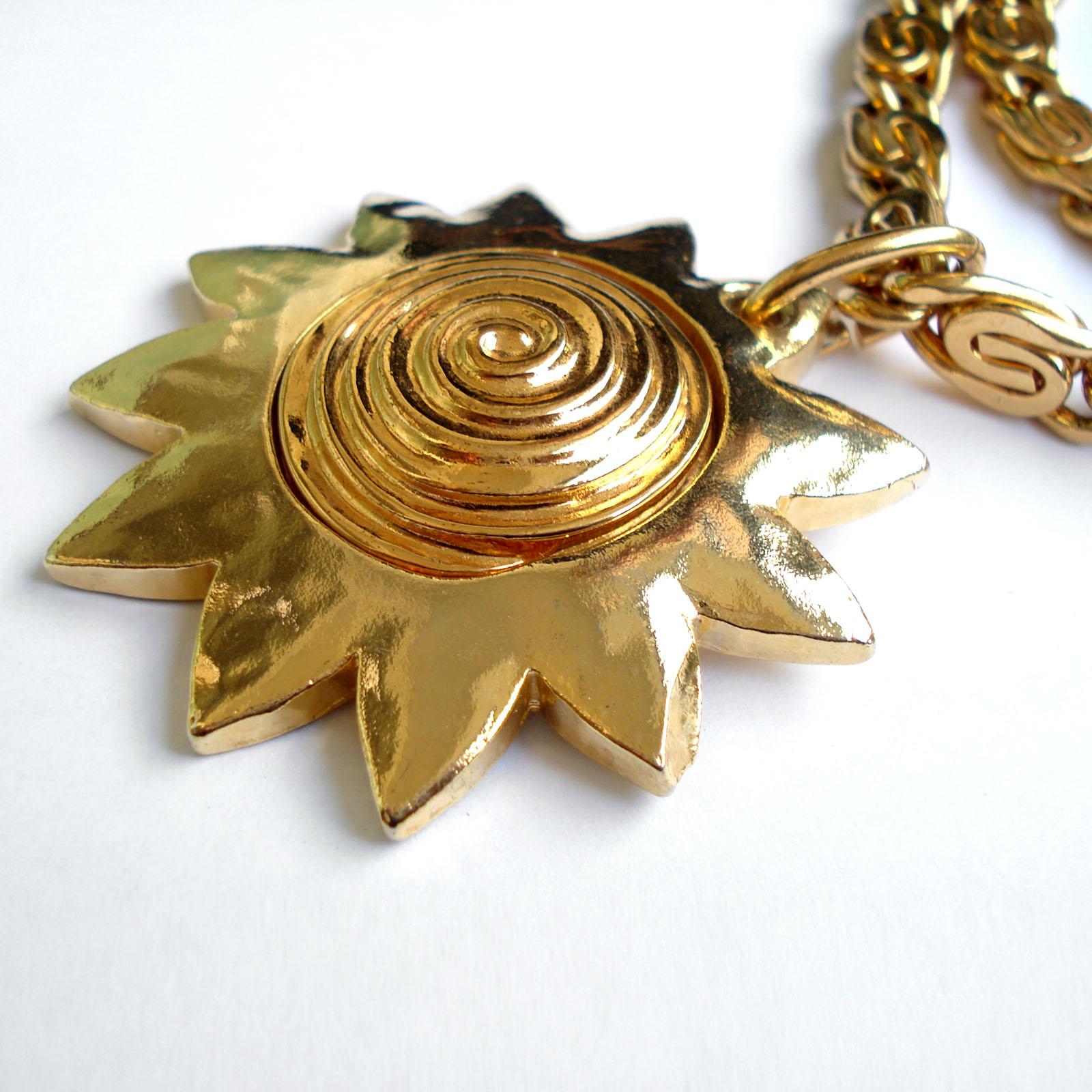 Givenchy Vintage Necklace with Sun Pendant, 1980s For Sale 3