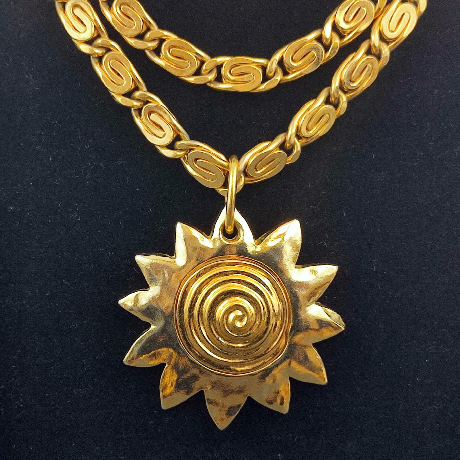 French Givenchy Vintage Necklace with Sun Pendant, 1980s For Sale