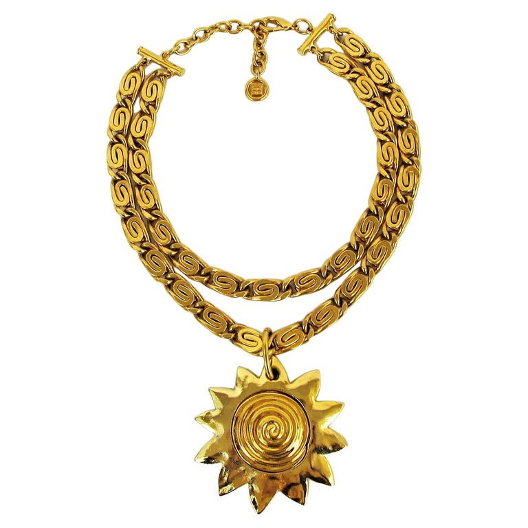 Givenchy Vintage Necklace with Sun Pendant, 1980s For Sale at 1stDibs
