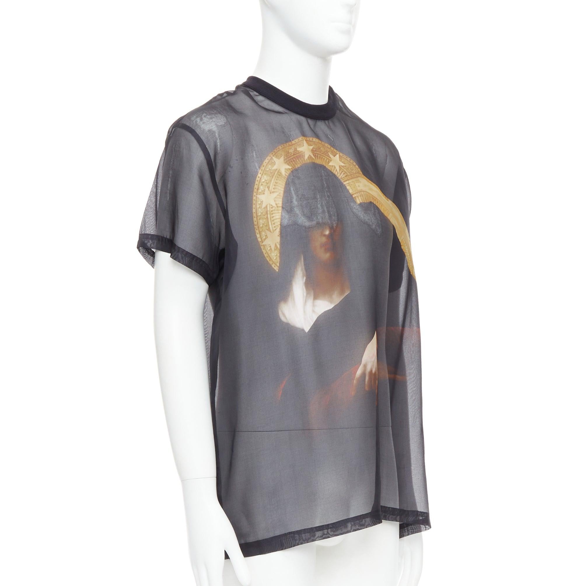 Black GIVENCHY Vintage organza black 100% silk Madonna sheer boxy top XXS