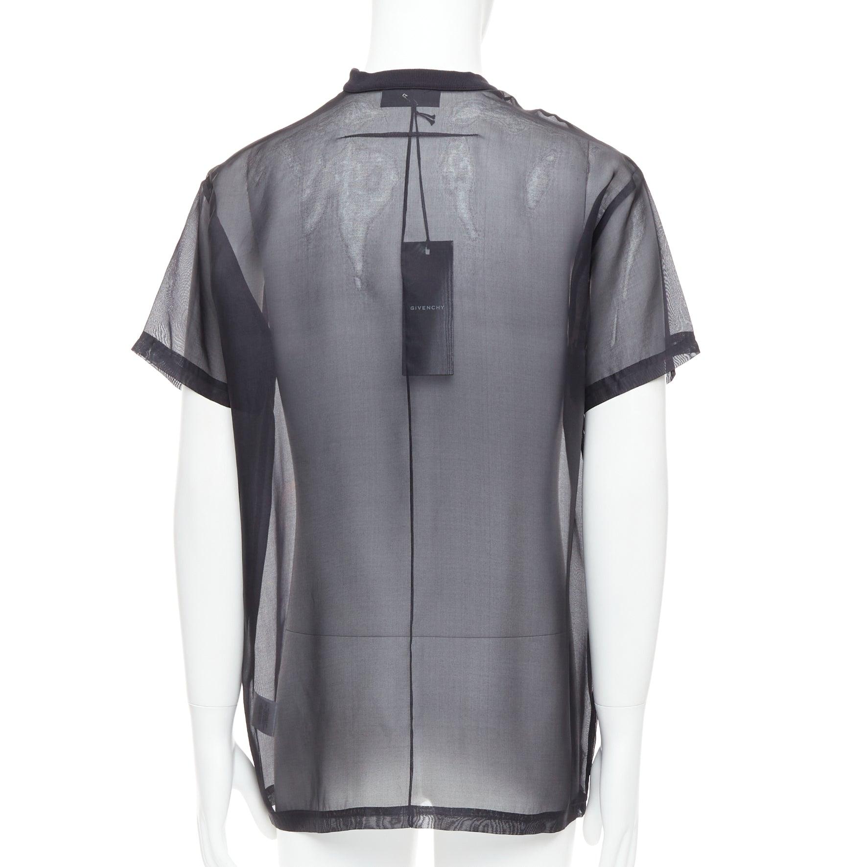Men's GIVENCHY Vintage organza black 100% silk Madonna sheer boxy top XXS