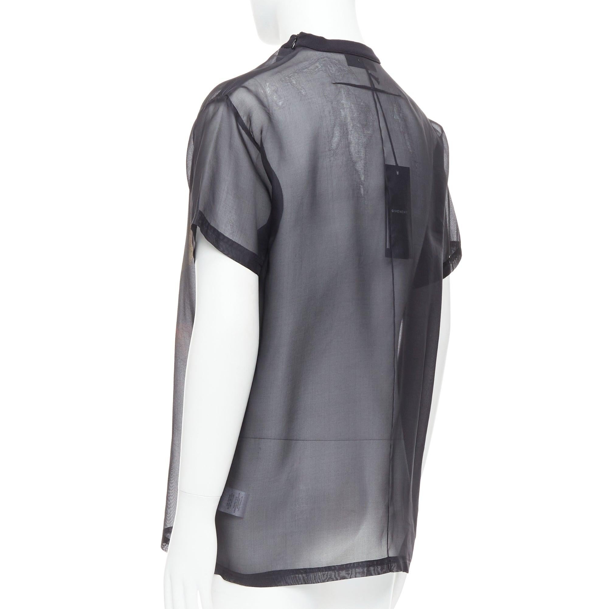 GIVENCHY Vintage organza black 100% silk Madonna sheer boxy top XXS 1