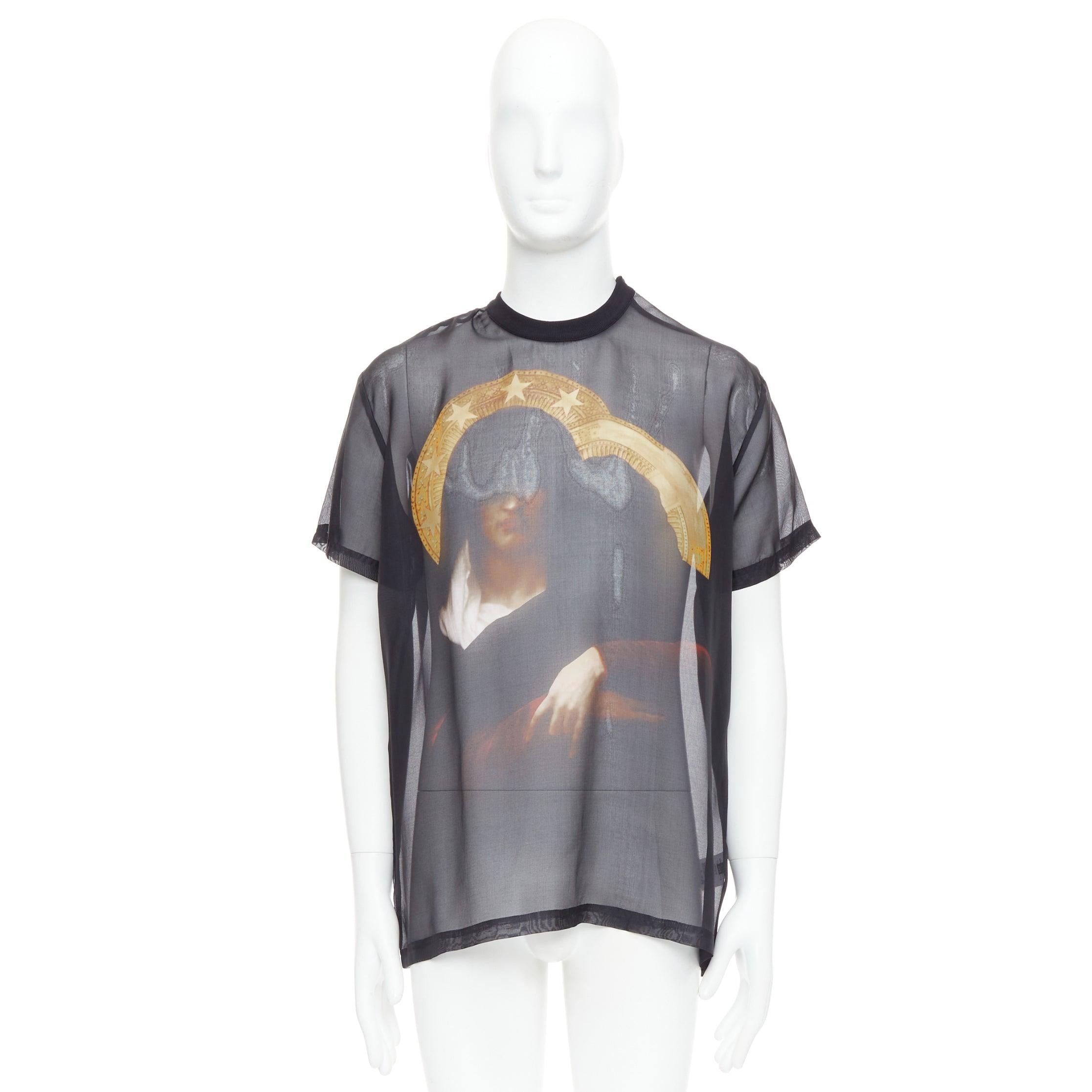 GIVENCHY Vintage organza black 100% silk Madonna sheer boxy top XXS 4