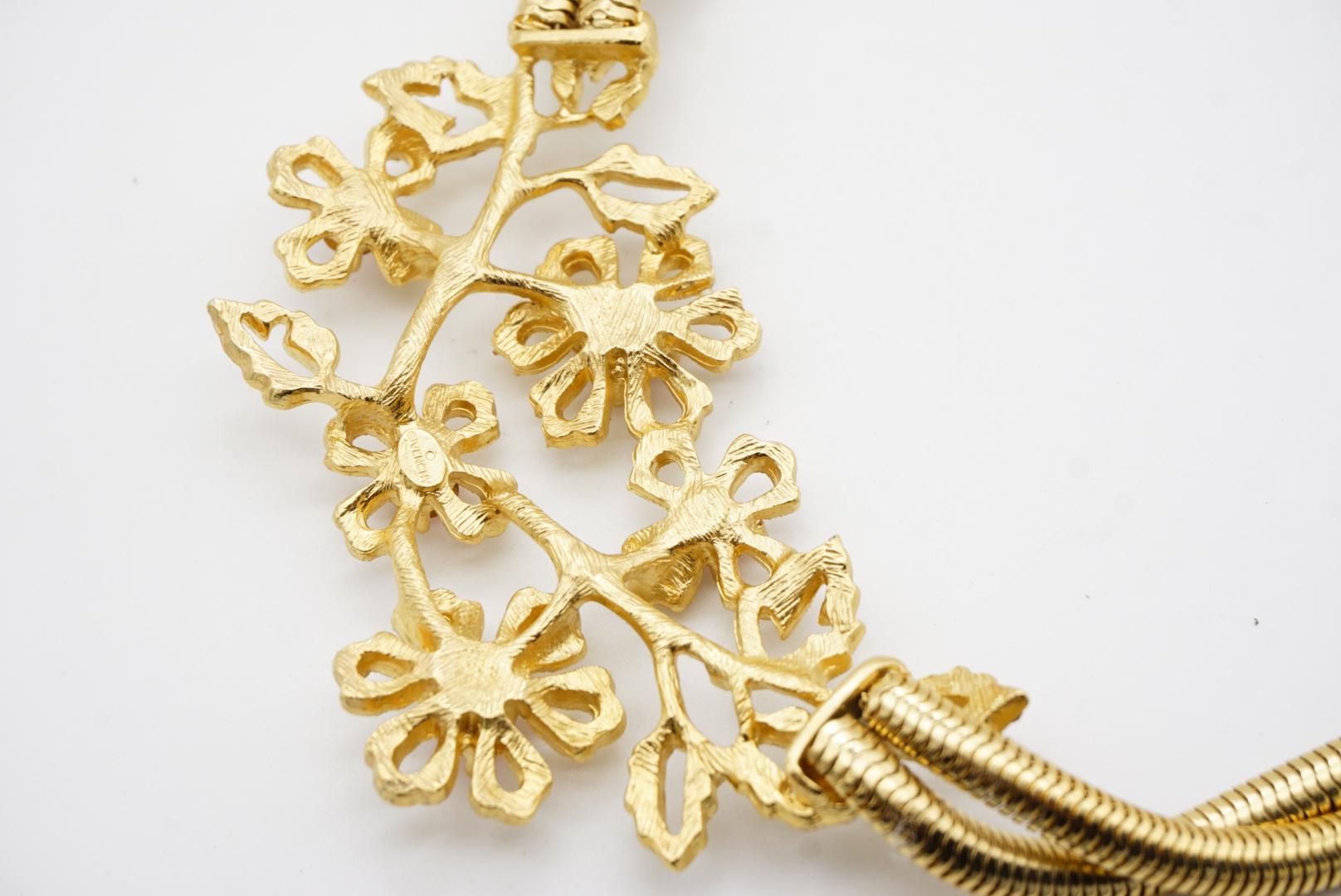 Givenchy Vintage Pink Rose Cluster Crystals Flower Double Layers Snake Necklace en vente 12