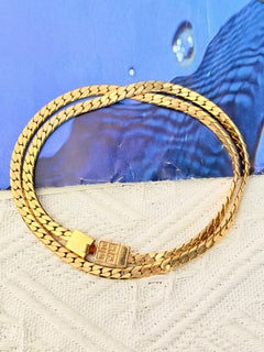 Givenchy Vintage Rare Gold Interlocked Cuban 4G Logo Chain Link Long Necklace