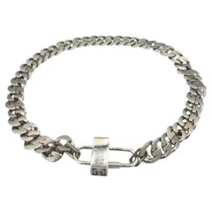 Collier Givenchy vintage à chaîne maille gourmette argentée, France, années 1980