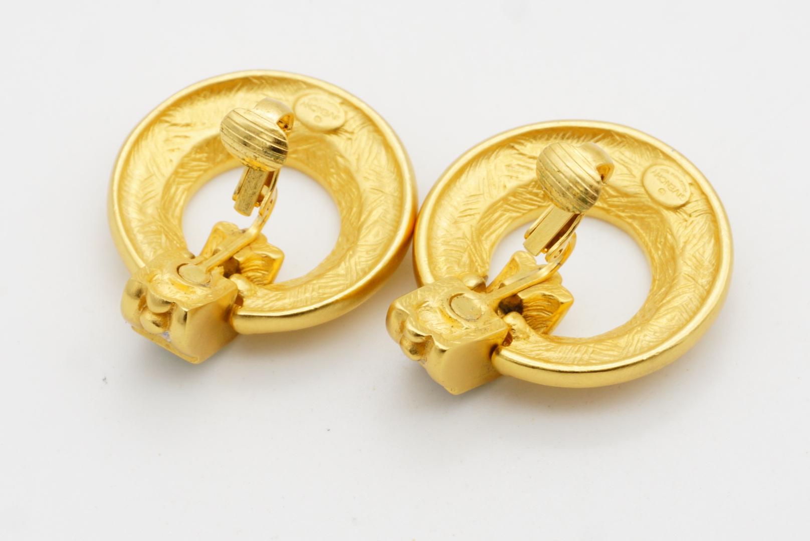 Pendientes Colgantes Givenchy Vintage Square Crystals Emerald Circle Dots Door Knocker en venta 8