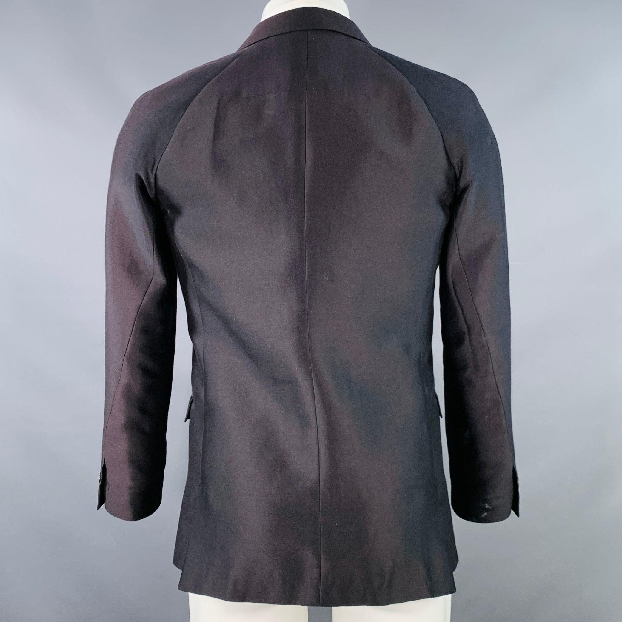 GIVENCHY Vintage SS09 Größe 36 Schwarz Baumwolle Seide Notch Revers Sport Mantel im Zustand „Hervorragend“ im Angebot in San Francisco, CA