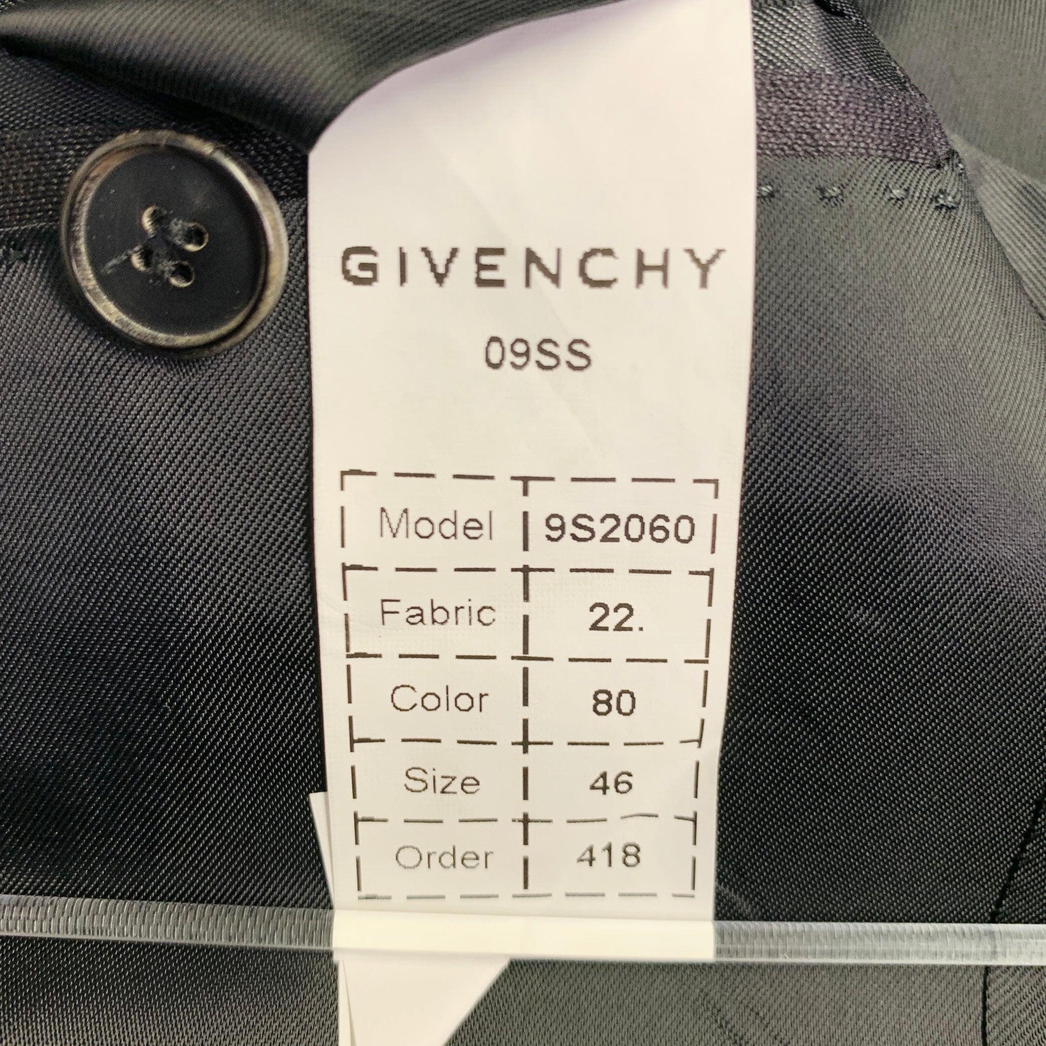 GIVENCHY Vintage SS09 Größe 36 Schwarz Baumwolle Seide Notch Revers Sport Mantel im Angebot 3