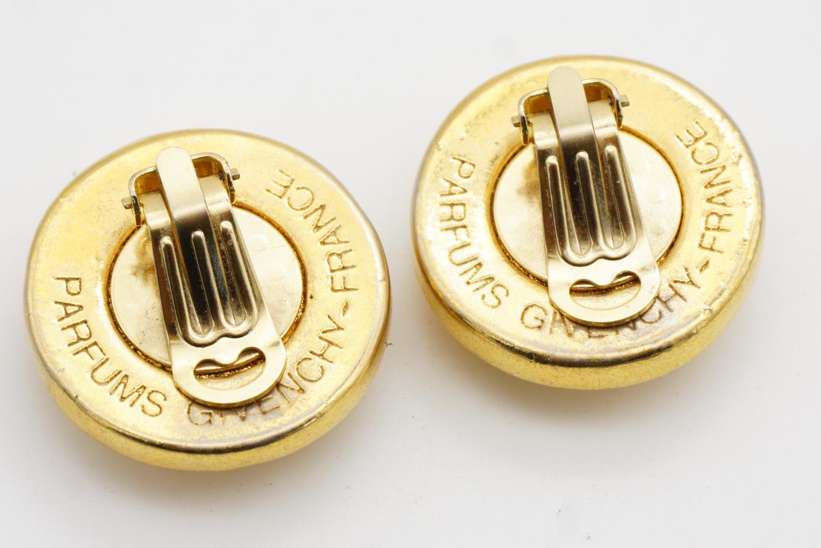 Givenchy Vintage Textured Large 4G Logo Monogram Relief Round Chunky Earrings For Sale 5