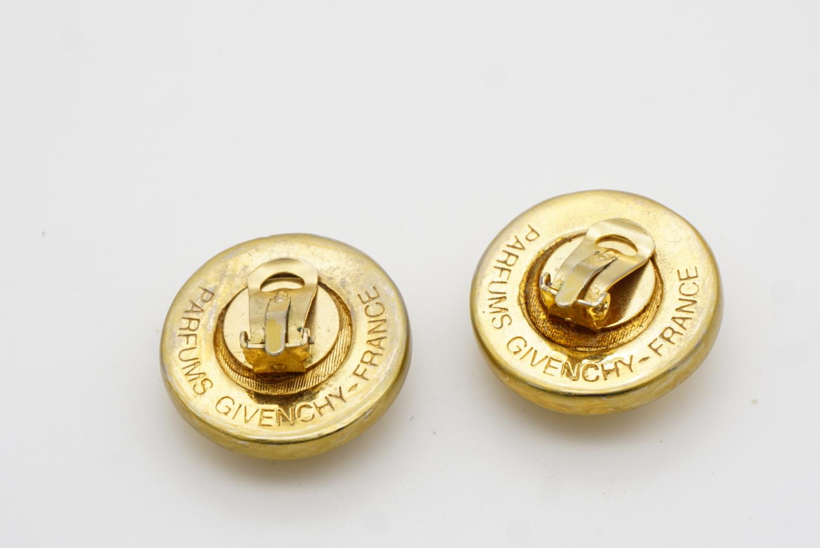 Givenchy Vintage Textured Large 4G Logo Monogram Relief Round Chunky Earrings For Sale 6