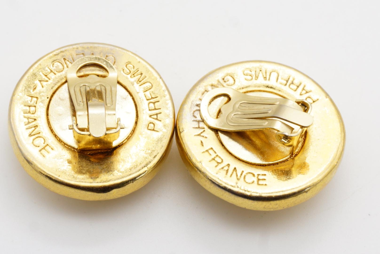 Givenchy Vintage Textured Large 4G Logo Monogram Relief Round Chunky Earrings For Sale 6