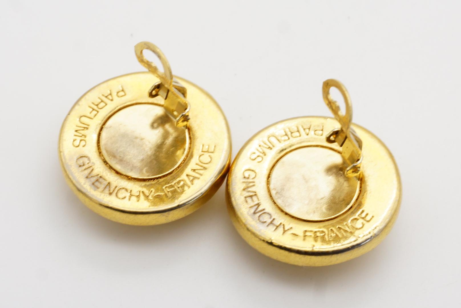Givenchy Vintage Textured Large 4G Logo Monogram Relief Round Chunky Earrings For Sale 7