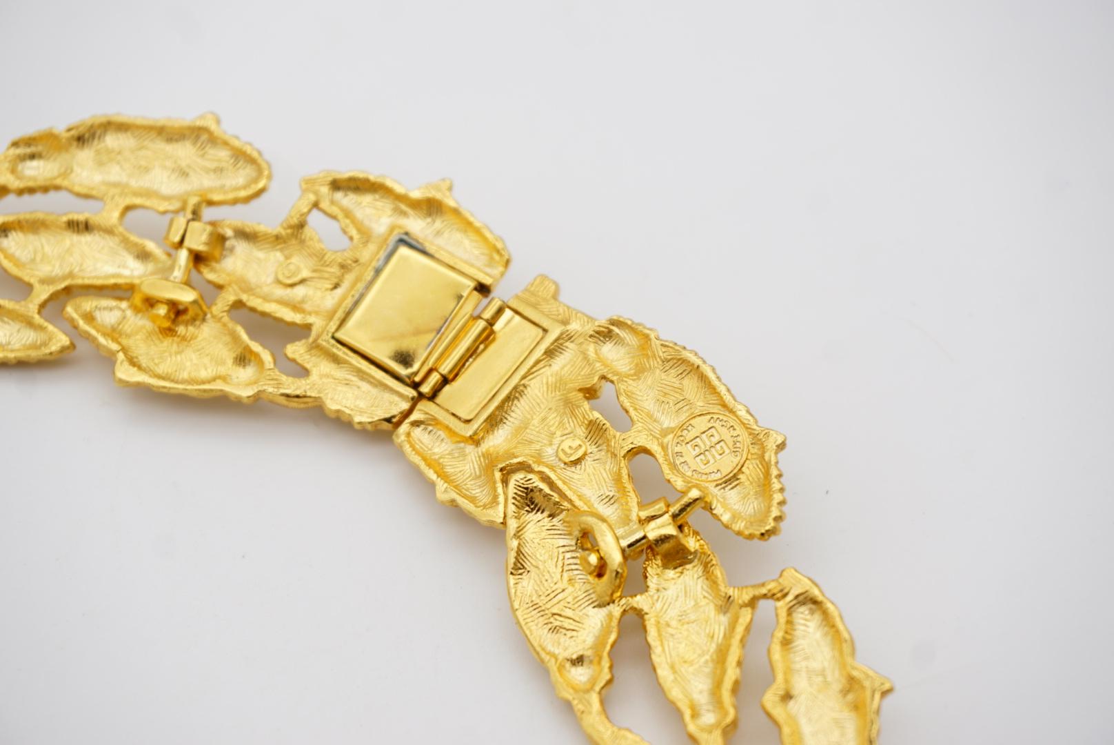 Givenchy Vintage Trío Capas Hoja de Olivo Calado Reloj Eslabón Collar Chunky en venta 9