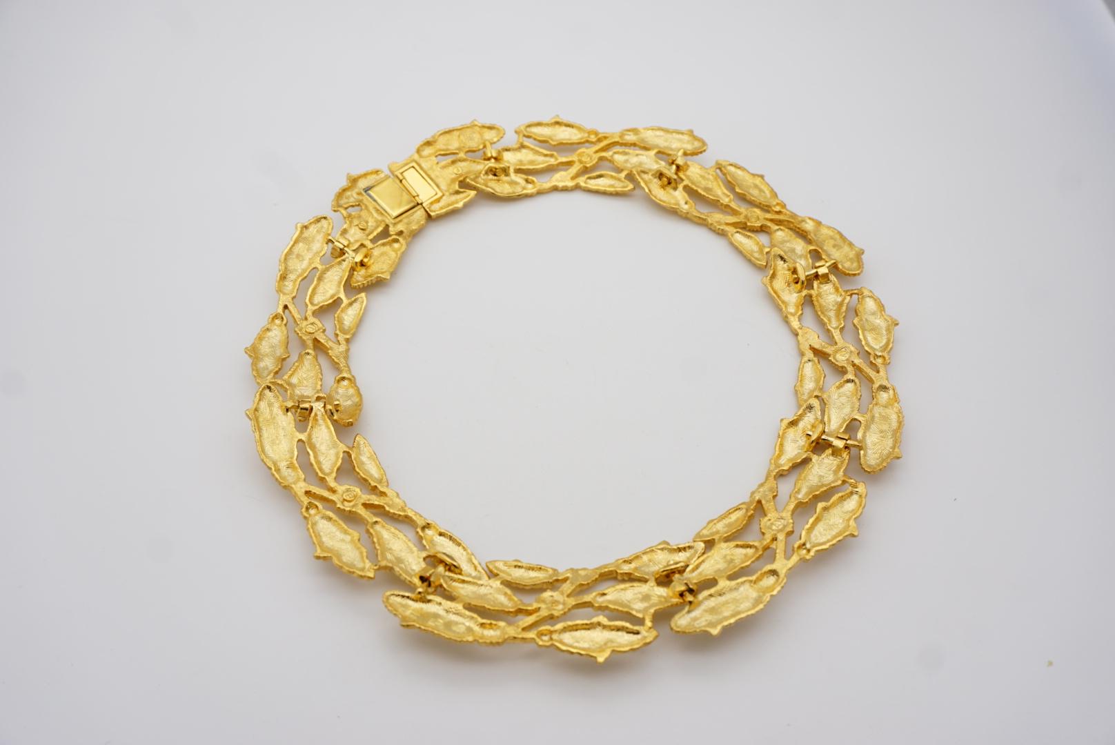 Givenchy Vintage Trío Capas Hoja de Olivo Calado Reloj Eslabón Collar Chunky en venta 10